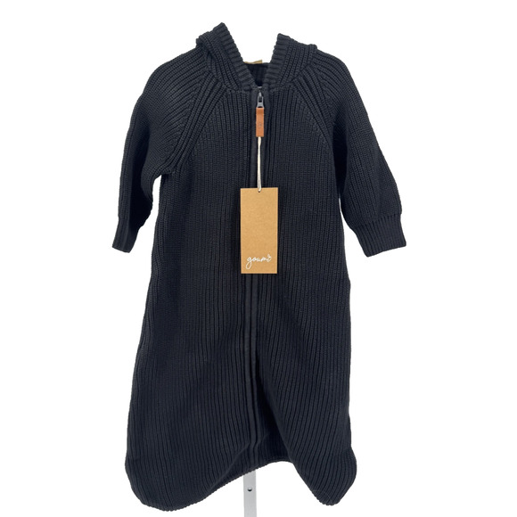 Goumi Kids Shadow Black Knit Hooded Wearable Zip-Up Blanket Size Medium NEW - Picture 1 of 4